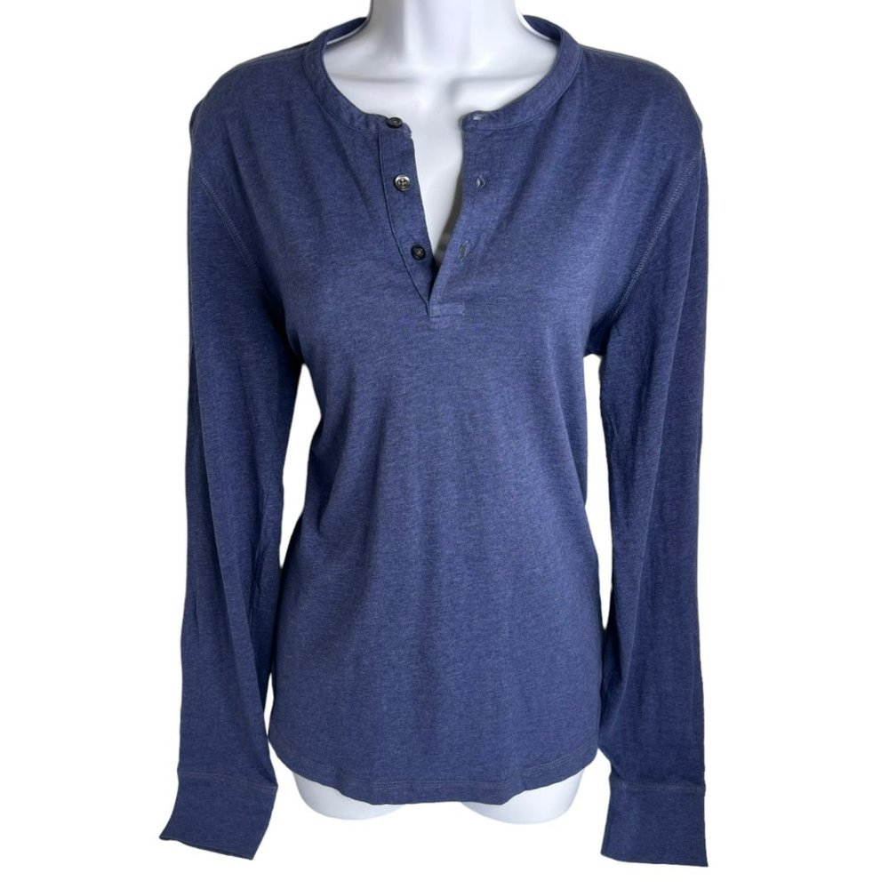 Banana Republic Ladies Blue Quarter Button Long Sleeve Top Size Small